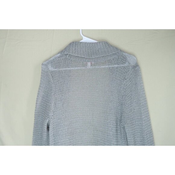 Bongo Open Knit Cardigan Sweater Duster Sweater Gray with Glitter Women's Large - Picture 7 of 10